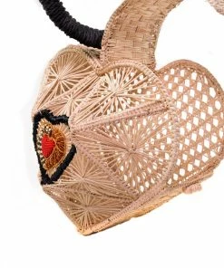 Hand Made Sagrado Corazon Raffia Purse In Natural | Evelyn Ariza