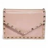 Anzell Studded Soft Pink Vegan Patent Leather Clutch