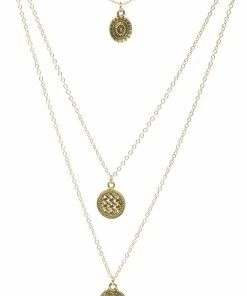 Accommate - FashionGo Three Medallion Necklace In Gold What's New, Pussycat?