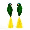 Nuez Moscada - Colombia What's New, Pussycat? Final Sale - Hand Made Tropical Parrot Earrings With Yellow Tassels