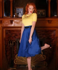 Pinupgirlclothing.com Doris Vintage Swing Skirt With Pockets In Blue | Pinup Couture
