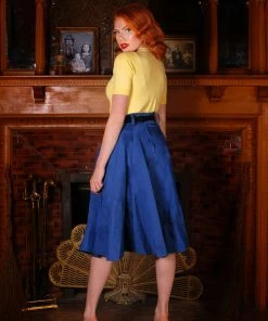 Pinupgirlclothing.com Doris Vintage Swing Skirt With Pockets In Blue | Pinup Couture