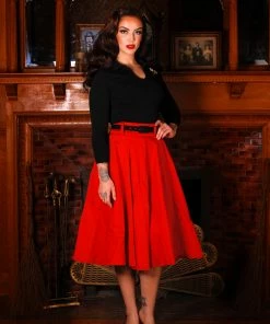 Pinupgirlclothing.com Doris Vintage Swing Skirt With Pockets In Red | Pinup Couture