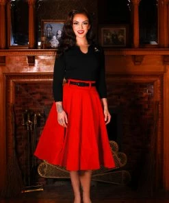 Pinupgirlclothing.com Doris Vintage Swing Skirt With Pockets In Red | Pinup Couture