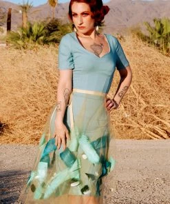 N.Y.M.F. By Co What's New, Pussycat? Isabella Hand Painted Tulle Ballet Skirt In Gold