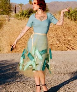 N.Y.M.F. By Co What's New, Pussycat? Isabella Hand Painted Tulle Ballet Skirt In Gold