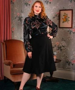Laura Byrnes Design Viva 40s Style Tulip Skirt In Solid Black Crepe | Laura Byrnes What's New, Pussycat?