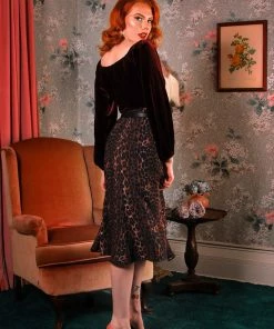 Final Sale - Viva 40s Tulip Skirt In Leopard Crepe | Laura Byrnes Design Shop All In-Stock Items By Size