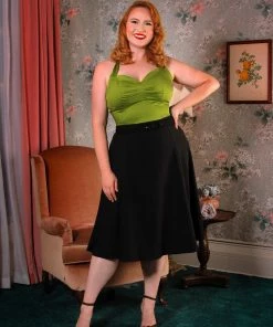 Pinup Couture Final Sale - Trixie Top In Olive | Laura Byrnes Shop All In-Stock Items By Size