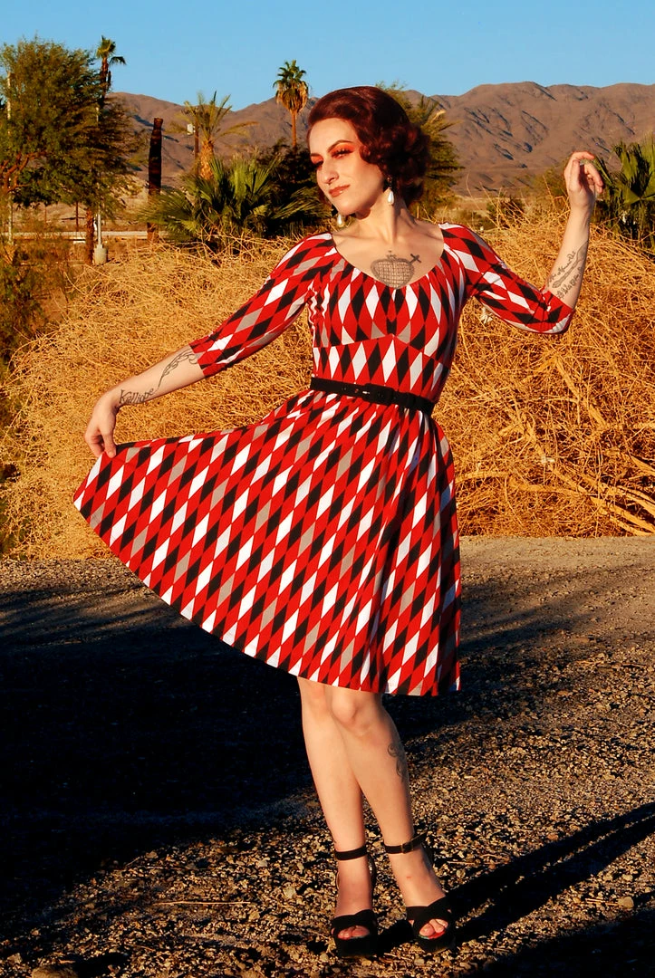 Laura Byrnes Design Kayla Swing Dress In Bad Girl Harlequin | Deadly Dames 5 Laura Byrnes Design Kayla Swing Dress In Bad Girl Harlequin | Deadly Dames