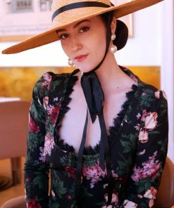 Mariette Peplum Jacket In Dark Bella Roses Gabardine | Laura Byrnes Design