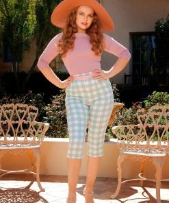 LBHM Shop All In-Stock Items By Size Final Sale - Mina Capris In Sage Gingham Cotton Sateen | Laura Byrnes & Hope Johnstun