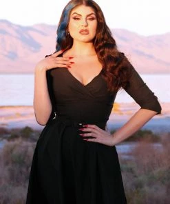 Erin Vintage Style Swing Dress In Black Bengaline | Pinup Couture 9 Erin Vintage Style Swing Dress In Black Bengaline | Pinup Couture