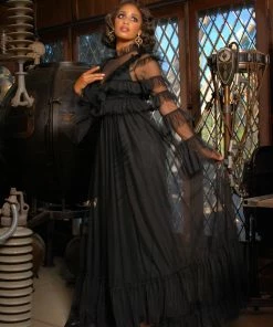 Rubber Ducky Shop All In-Stock Items By Size Final Sale - Gothic Glamour Marissa Edwardian Empire Waist Maxi Gown In Black