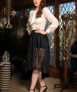 Shop All In-Stock Items By Size Final Sale - Eloise Swiss Dot Bow Blouse In Ivory Georgette | Heart Of Haute