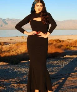 Supreme Maxi Dress With Removable Shrug In Black Stretch Crepe | Traci Lords Shop All In-Stock Items By Size
