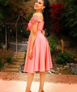 Natalie Dress In Salmon Rose Crepe | Pinup Couture What's New, Pussycat? 9 Natalie Dress In Salmon Rose Crepe | Pinup Couture What's New, Pussycat?