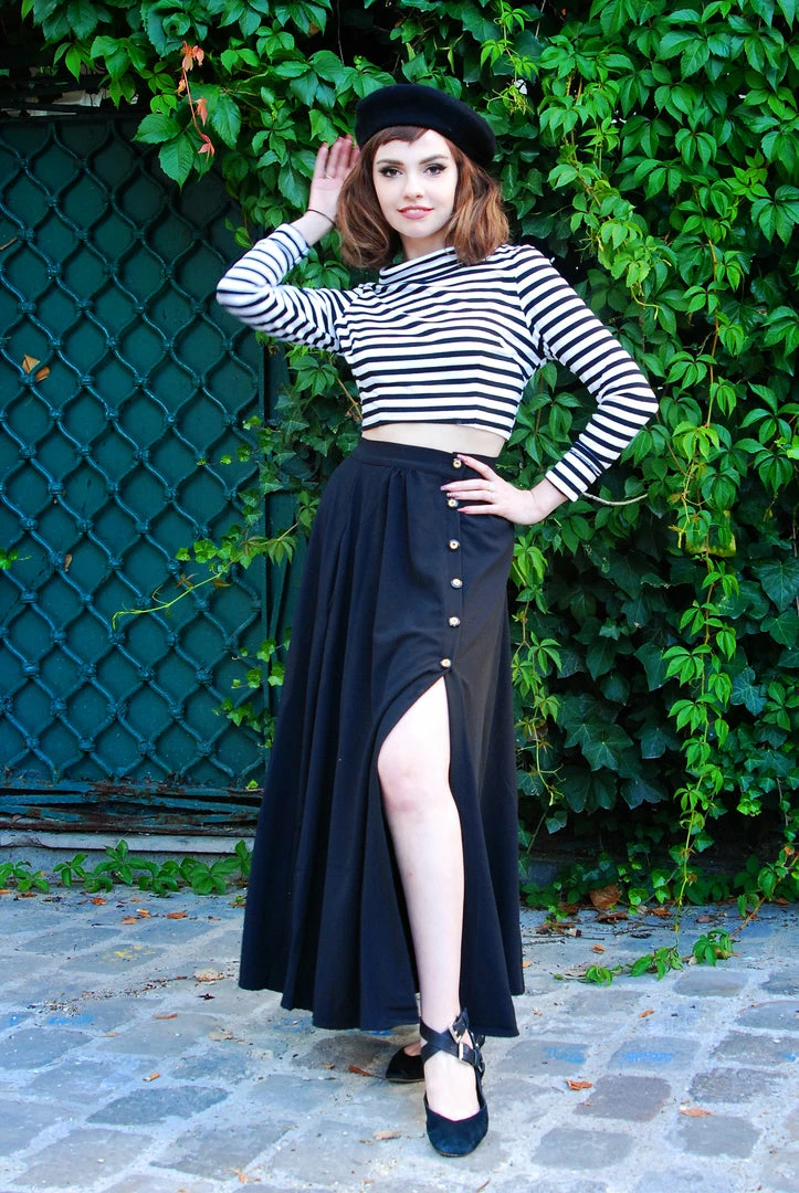 LB Selene Button Front Midi Skirt In Black Stretch Crepe | Laura Byrnes What's New, Pussycat? 4 LB Selene Button Front Midi Skirt In Black Stretch Crepe | Laura Byrnes What's New, Pussycat?