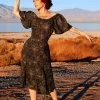 Shop All In-Stock Items By Size Final Sale - Butterfly 40's Tulip Dress In Black Widow Spiderweb Crepe | Pinup Couture