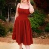 Final Sale - Holly Swing Dress In Burgundy Gabardine | Pinup Couture