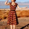 All In Stock Size XS Heidi Dress In Burgundy And Gold House Harlequin | Pinup Couture
