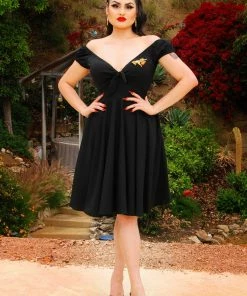 Natalie Dress In Black Crepe | Pinup Couture