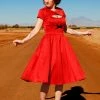 Shop All In-Stock Items By Size Final Sale - Evelyn Vintage Cocktail Dress In Red Bridal Satin | Pinup Couture