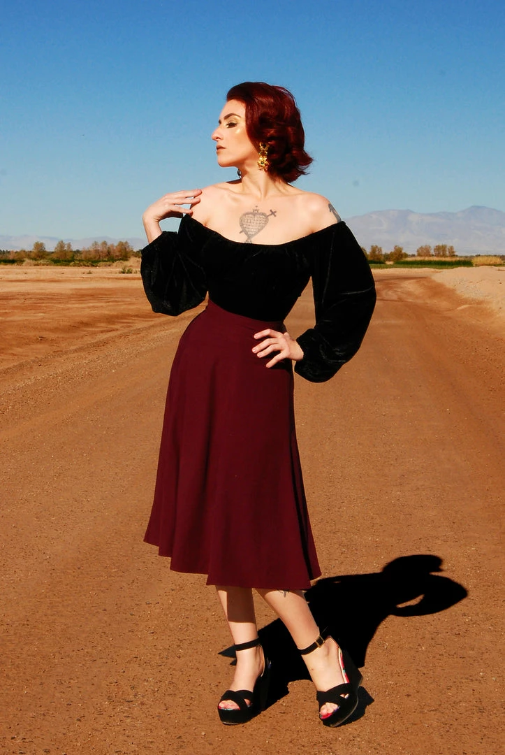 What's New, Pussycat? Viva 40s Tulip Skirt In Cabernet Crepe | Laura Byrnes Design 8 What's New, Pussycat? Viva 40s Tulip Skirt In Cabernet Crepe | Laura Byrnes Design