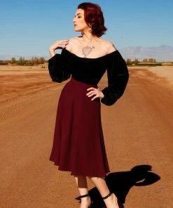 What's New, Pussycat? Viva 40s Tulip Skirt In Cabernet Crepe | Laura Byrnes Design
