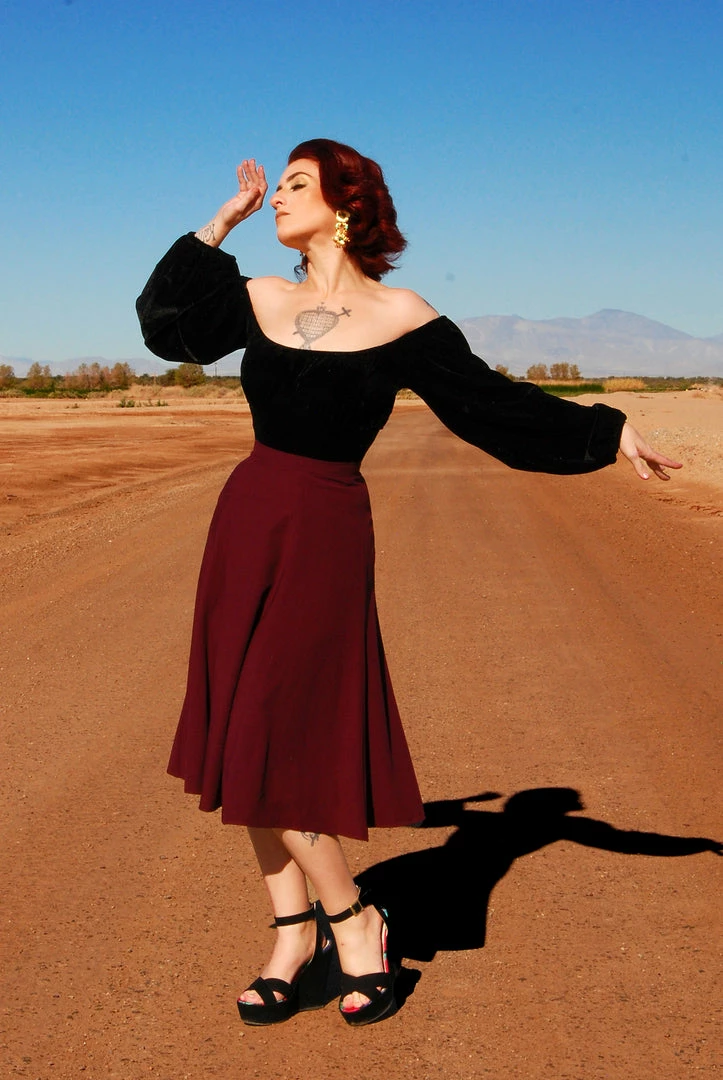 What's New, Pussycat? Viva 40s Tulip Skirt In Cabernet Crepe | Laura Byrnes Design 6 What's New, Pussycat? Viva 40s Tulip Skirt In Cabernet Crepe | Laura Byrnes Design