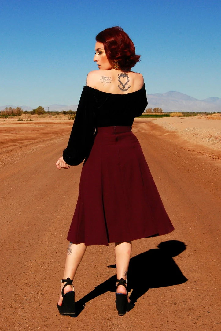 What's New, Pussycat? Viva 40s Tulip Skirt In Cabernet Crepe | Laura Byrnes Design 7 What's New, Pussycat? Viva 40s Tulip Skirt In Cabernet Crepe | Laura Byrnes Design