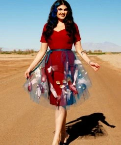 N.Y.M.F. By Co What's New, Pussycat? Isabella Hand Painted Tulle Ballet Skirt In Teal