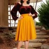 Final Sale - Doris Vintage Swing Skirt In Mustard Gabardine | Pinup Couture Shop All In-Stock Items By Size