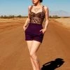 High Waisted Shorts In Aubergine Twill | Laura Byrnes Design