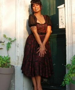 LBHM Final Sale - Amara Swing Dress In Red On Black Capri Floral | Laura Byrnes & Hope Johnstun Shop All In-Stock Items By Size