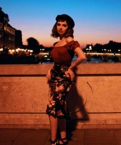 Yvonne Skirt In Dark Bella Roses Satin | Laura Byrnes Design What's New, Pussycat?