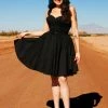 Vera Vintage Swing Dress In Solid Black Cotton Sateen | Deadly Dames What's New, Pussycat?