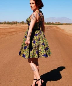 LBHM Vera Vintage Swing Dress In Daddy Cthulhu Cotton Sateen | Laura Byrnes & Hope Johnstun What's New, Pussycat?