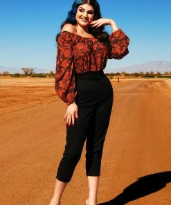 LBHM Final Sale - Sylvie Long Sleeve Peasant Top In Burgundy Capri Floral Crepe | Laura Byrnes & Hope Morrison