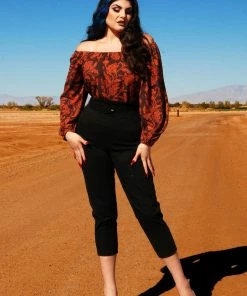 LBHM Final Sale - Sylvie Long Sleeve Peasant Top In Burgundy Capri Floral Crepe | Laura Byrnes & Hope Morrison