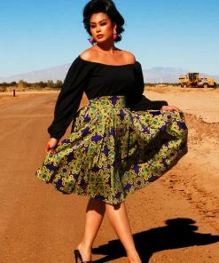 LBHM Shop All In-Stock Items By Size Final Sale - Long Jun Skirt In Daddy Cthulhu Sateen | Laura Byrnes & Hope Johnstun