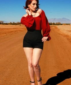 Laura Byrnes Design Sylvie Long Sleeve Flowy Peasant Top In Ruby Red | Laura Byrnes What's New, Pussycat?