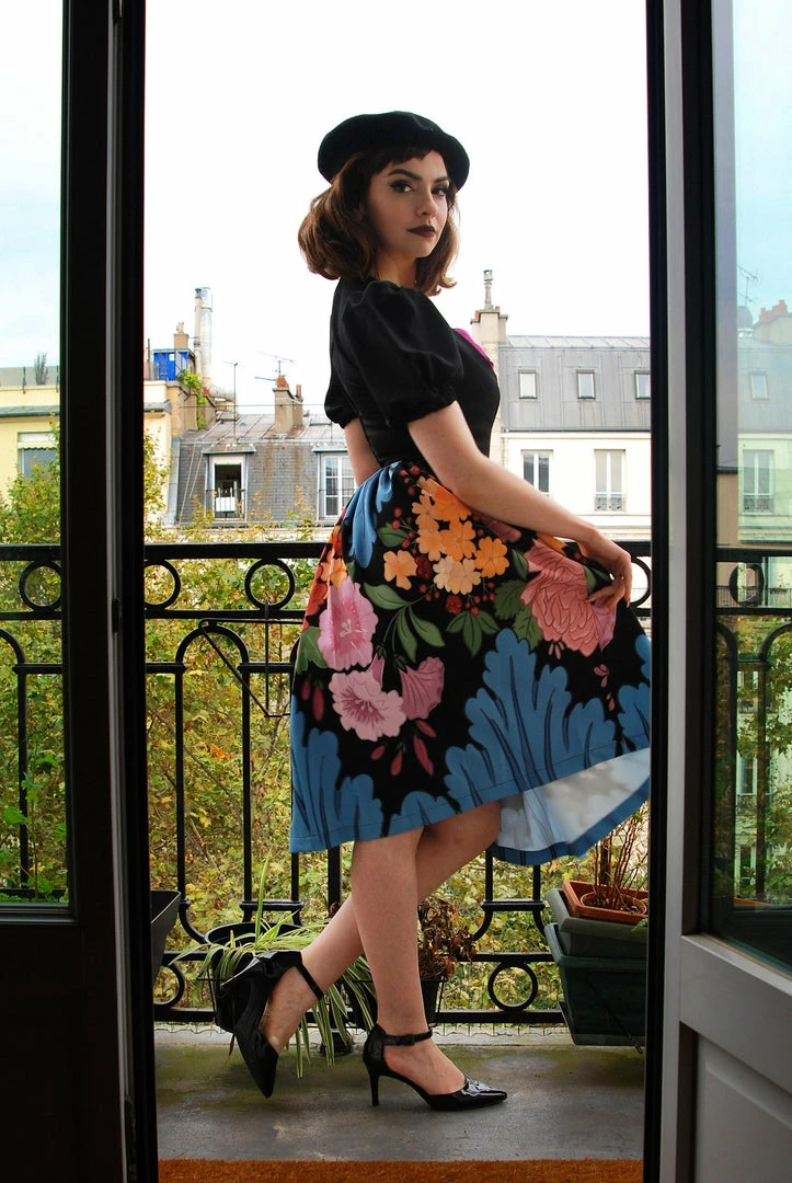 LBHM Final Sale - Alfreda Vintage Swing Dress In Large Floral Border Print | Laura Byrnes & Hope Johnstun Shop All In-Stock Items By Size 7 LBHM Final Sale - Alfreda Vintage Swing Dress In Large Floral Border Print | Laura Byrnes & Hope Johnstun Shop All In-Stock Items By Size