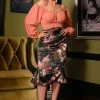 What's New, Pussycat? Yvonne Skirt In Dark Bella Roses Satin | Laura Byrnes Design
