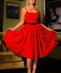 Jenny Dress In Cherry Red Crepe | Pinup Couture