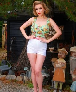 Allison 60's Bad Girl Hot Pants In White Stretch Bengaline | Traci Lords For Couture For Every Body
