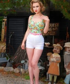 Allison 60's Bad Girl Hot Pants In White Stretch Bengaline | Traci Lords For Couture For Every Body