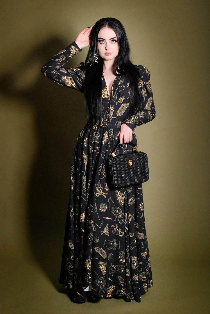 LBHM Clarice 40s Coat Dress In Stregheria Print | Laura Byrnes & Hope Johnstun 9 LBHM Clarice 40s Coat Dress In Stregheria Print | Laura Byrnes & Hope Johnstun