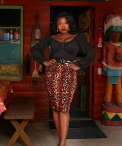 Final Sale - Vintage High Waist Pencil Skirt In Leopard | Laura Byrnes Design