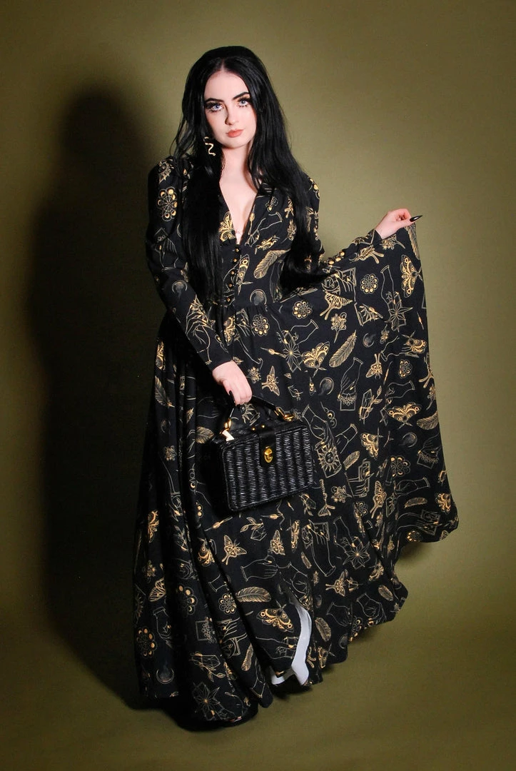 LBHM Clarice 40s Coat Dress In Stregheria Print | Laura Byrnes & Hope Johnstun 8 LBHM Clarice 40s Coat Dress In Stregheria Print | Laura Byrnes & Hope Johnstun